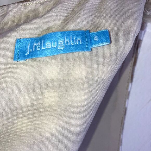 J McLAUGHLIN sz 4 White Tan Paulson Gingham Plaid Sleeveless Button Side Dress - Picture 7 of 8